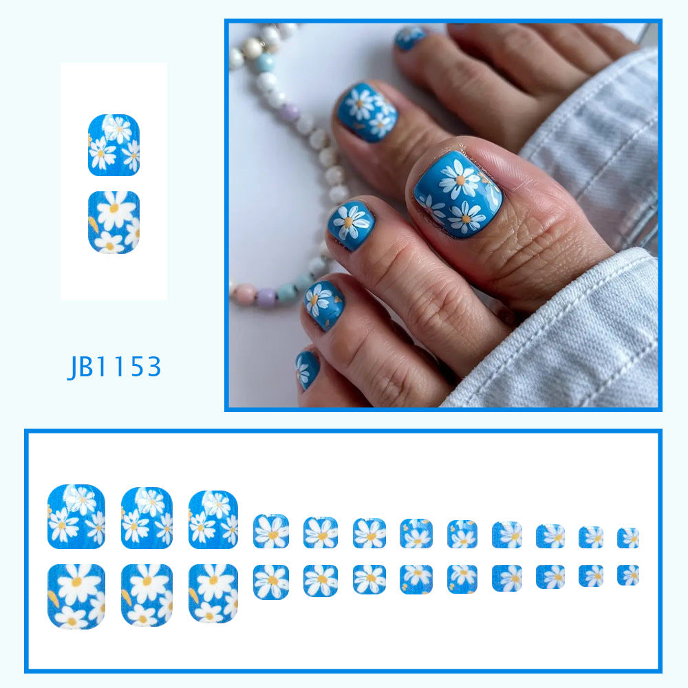 No.718 Blue Print Toenails Patch 24pcs/Set