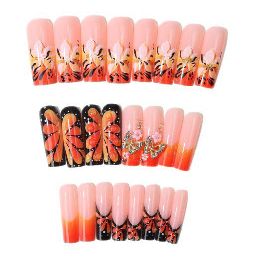 No.F711 Yellow Butterfly Print Fingernails Patch 24pcs/Set