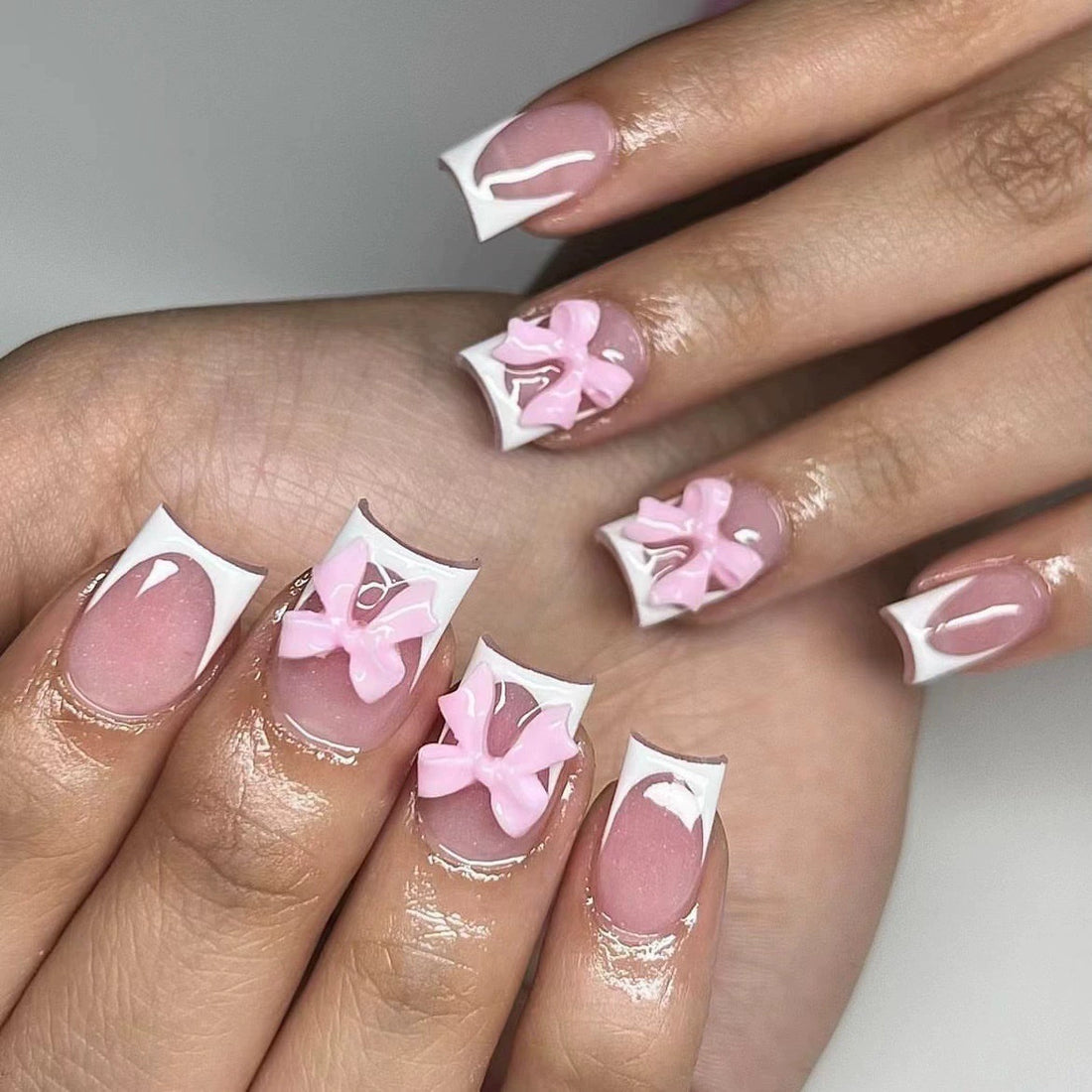 No.F279 Pink Fingernails Patch 24pcs/Set