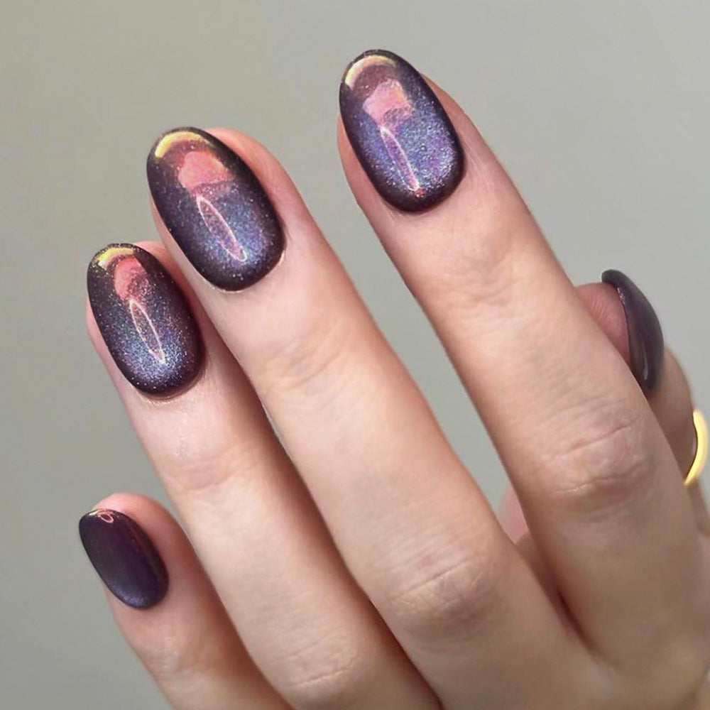 No.F560 Purple Cat's Eye Fingernails Patch 24pcs/Set