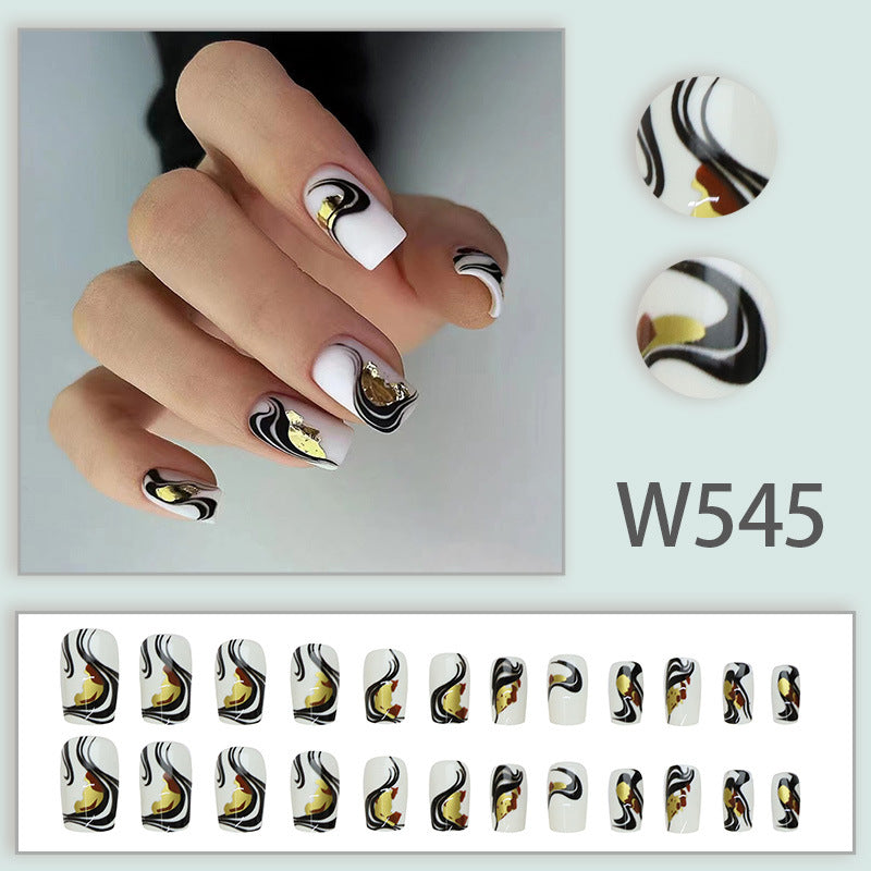 No.F21 Black&Gold Stripes Fingernails Patch 24pcs/Set