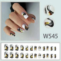 No.F21 Black&Gold Stripes Fingernails Patch 24pcs/Set