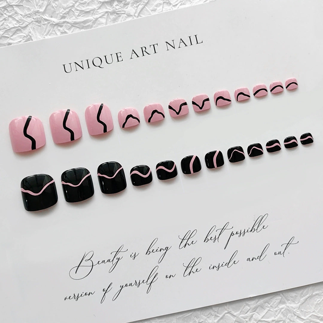 No.471 Black Lines Toenails Patch 24pcs/Set