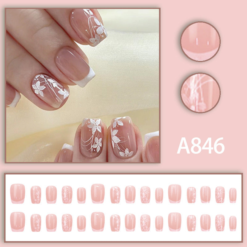 No.F115 White Flowers Fingernails Patch 24pcs/Set