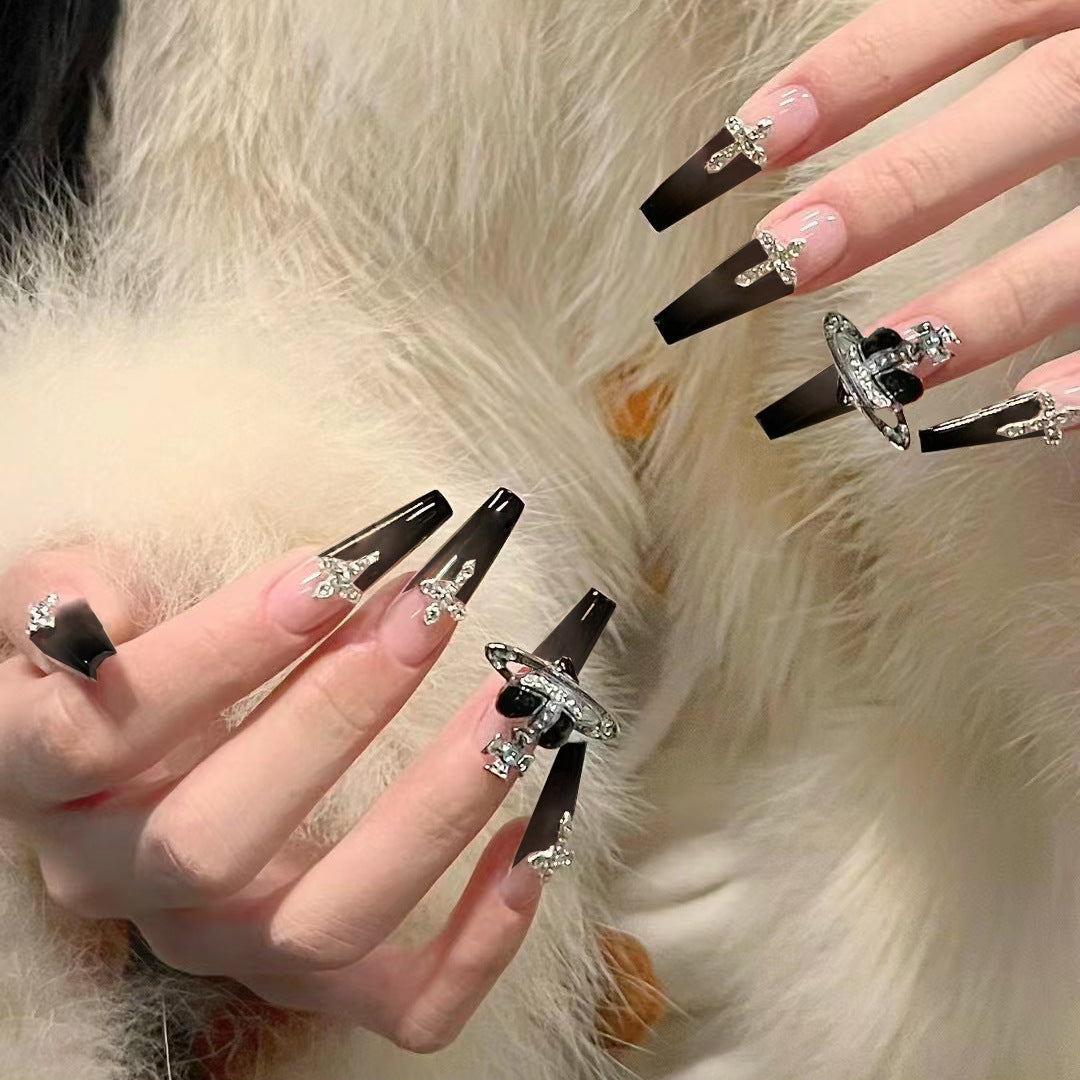 No.F349 Black Fingernails Patch 24pcs/Set