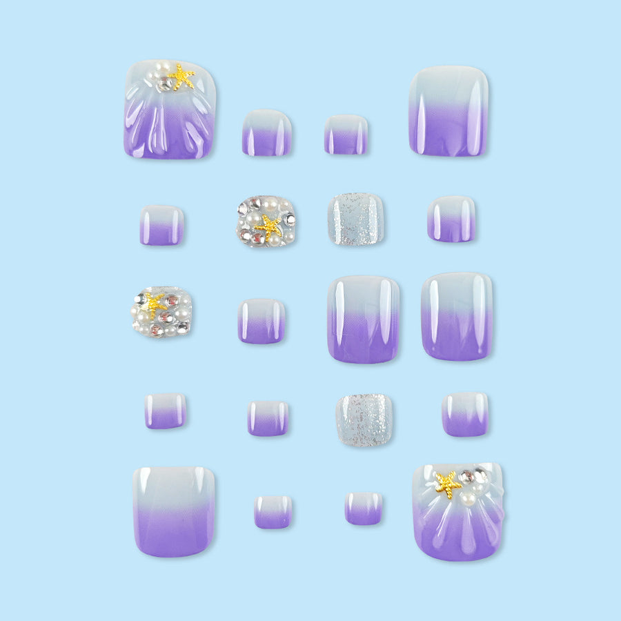 No.352 Pearl Shell Gradient Toenails Patch 24pcs/Set