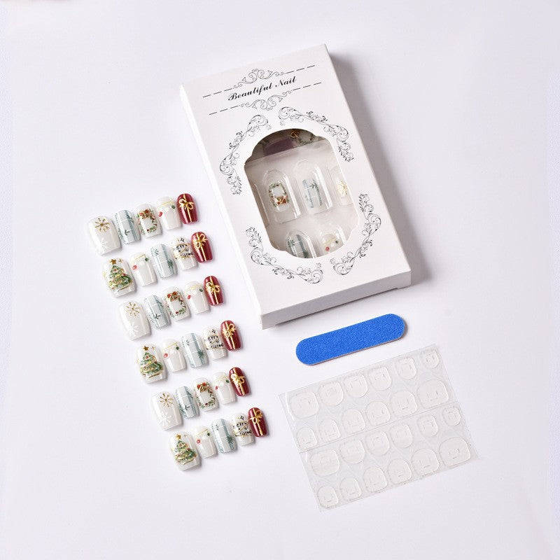 No.CM110 Christmas Snowflake Fingernails Patch 24pcs/Set