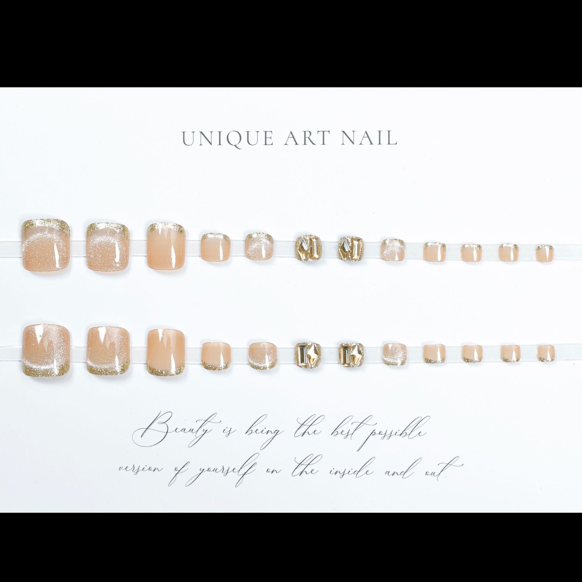 No.5 Coffee Cat's Eye Press On Toenails Pedicure 24pcs/Set