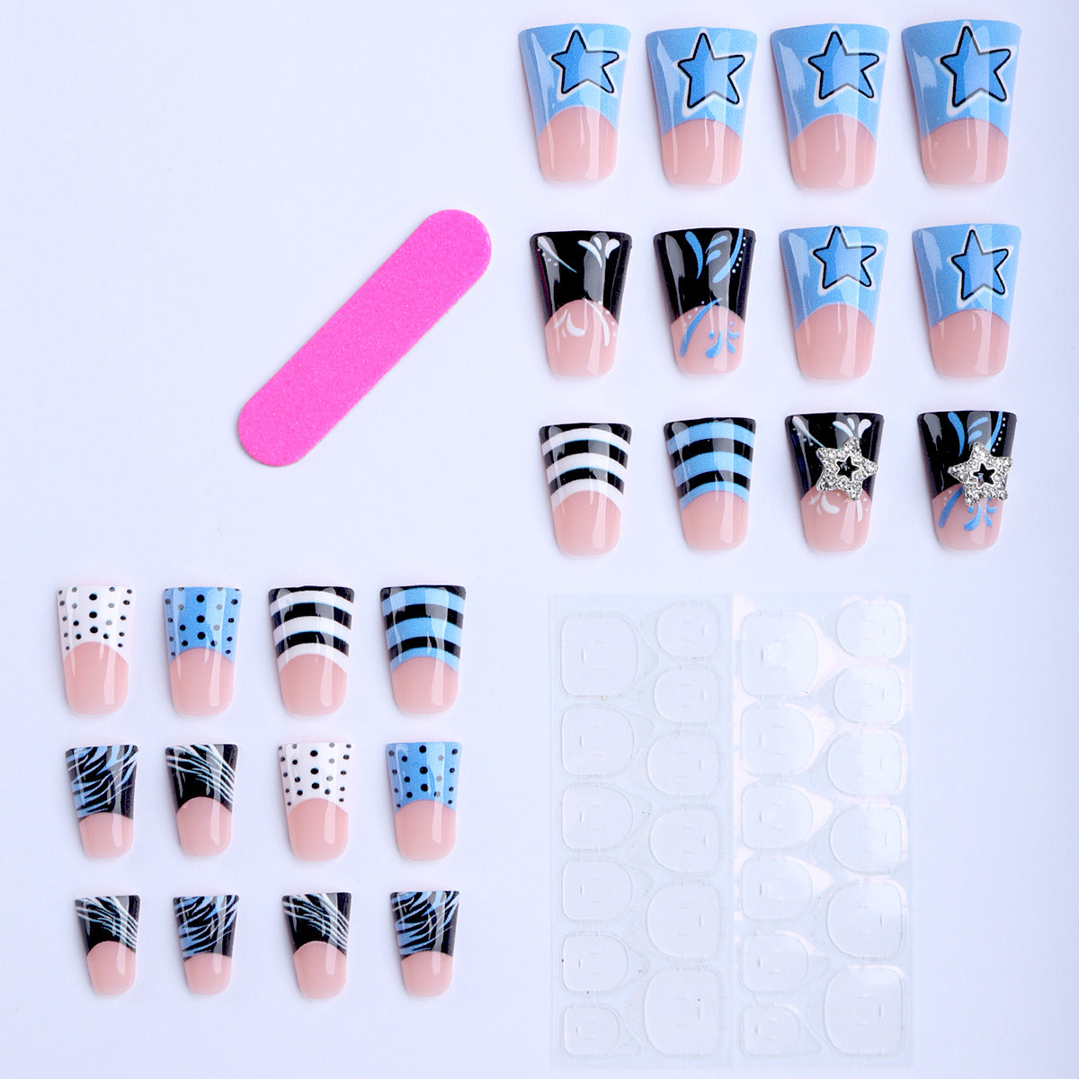 No.F651 Star stripes Fingernails Patch 24pcs/Set