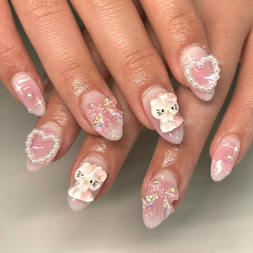 No.F428 Butterfly Love Heart Fingernails Patch 24pcs/Set