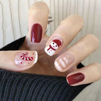 No.CM33 Christmas Red Fingernails Patch 24pcs/Set