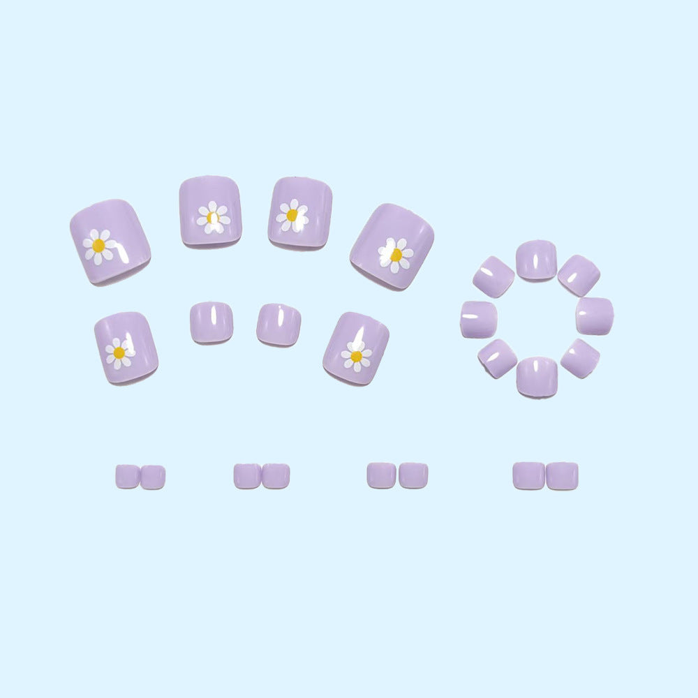 No.826 Taro Daisy Toenails Patch 24pcs/Set