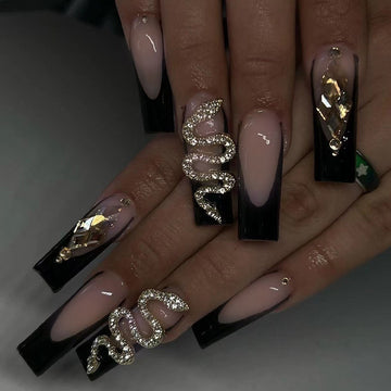 No.F178 Snake Diamond Long Fingernails Patch 24pcs/Set