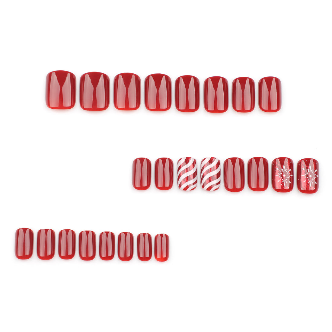 No.CM47 Christmas Red Candy Stripes Fingernails Patch 24pcs/Set