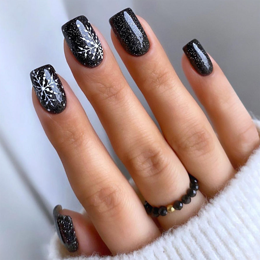 No.CM25 Christmas Black Fingernails Patch 24pcs/Set