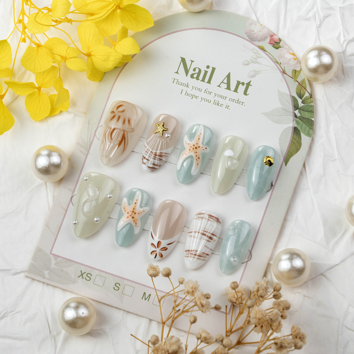 No.BH58 Beach Fingernails Patch 24pcs/Set