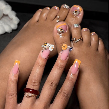 No.PSN78 Flower With Diamonds Hand & Toe Pair Set-48pcs