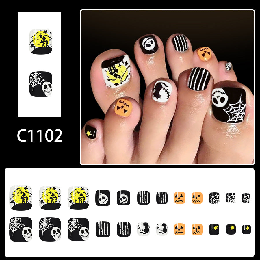 No.AW125 Halloween Pumpkin Face Toenails Patch 24pcs/Set