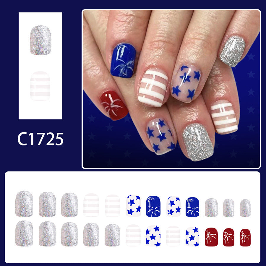 No.JNU5 Striped Glitter Fingernails Patch 24pcs/Set