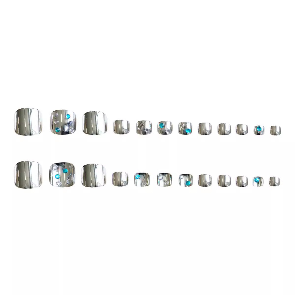 No.532 Silver Diamond Toenails Patch 24pcs/Set