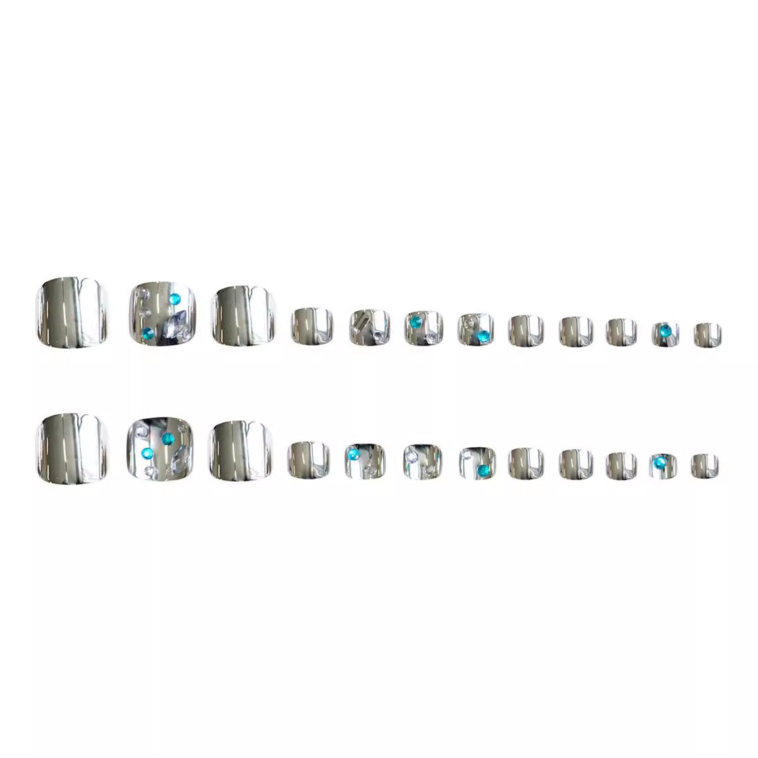 No.532 Silver Diamond Toenails Patch 24pcs/Set