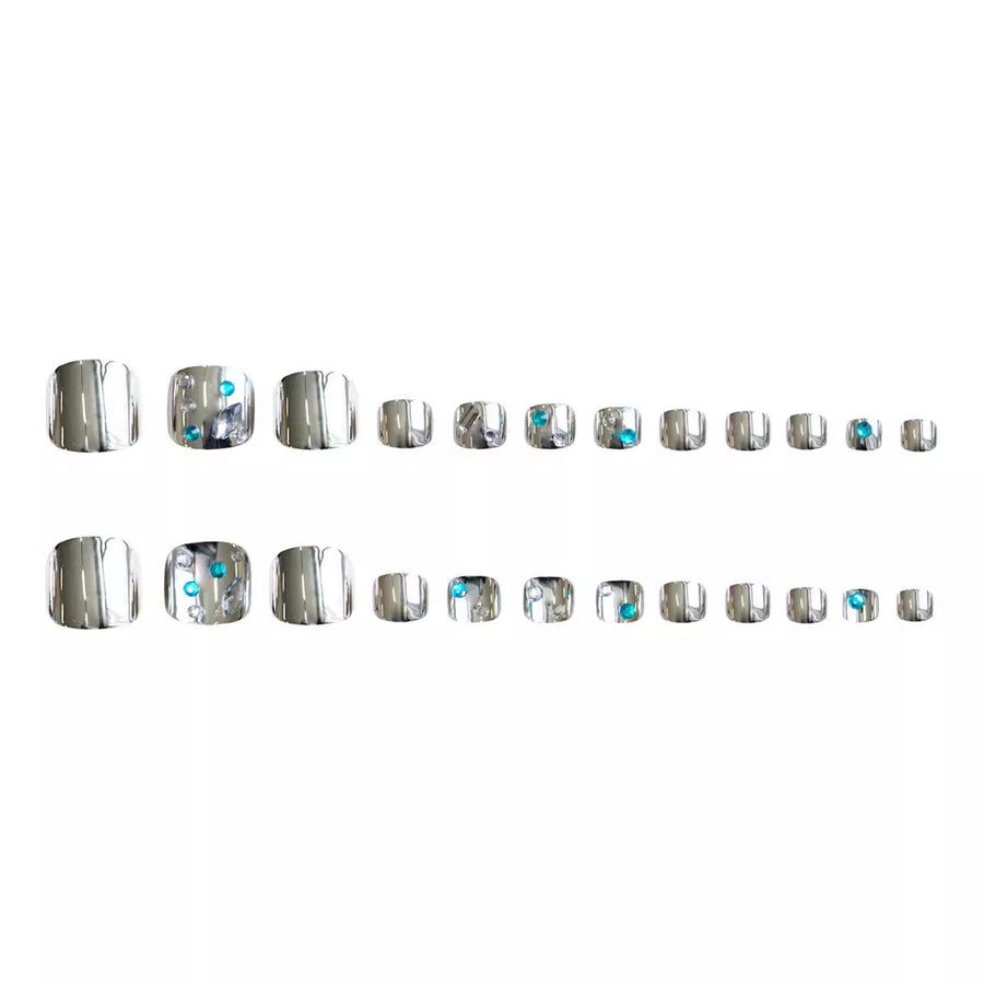 No.532 Silver Diamond Toenails Patch 24pcs/Set