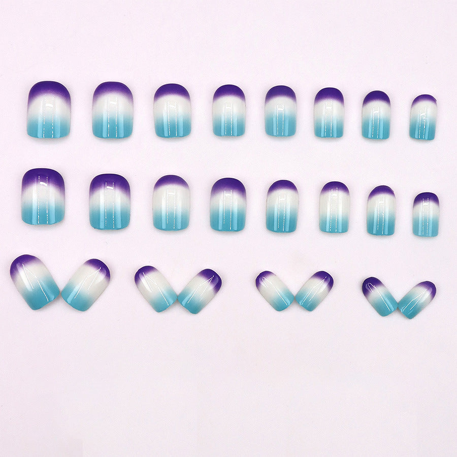 No.F89 Blue&Purple Gradient Fingernails Patch 24pcs/Set