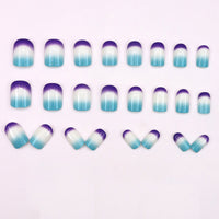 No.F89 Blue&Purple Gradient Fingernails Patch 24pcs/Set