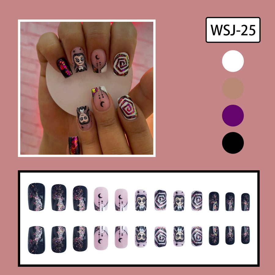 No.AW104 Halloween Purple Fingernails Patch 24pcs/Set