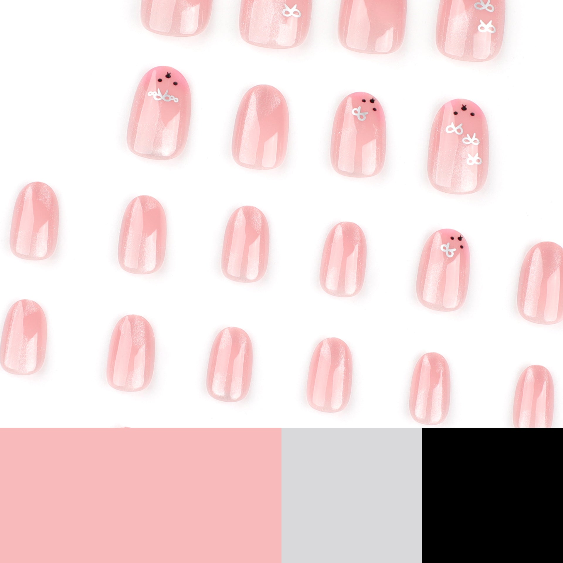 No.F808 Pink Cat's Eye Fingernails Patch 24pcs/Set