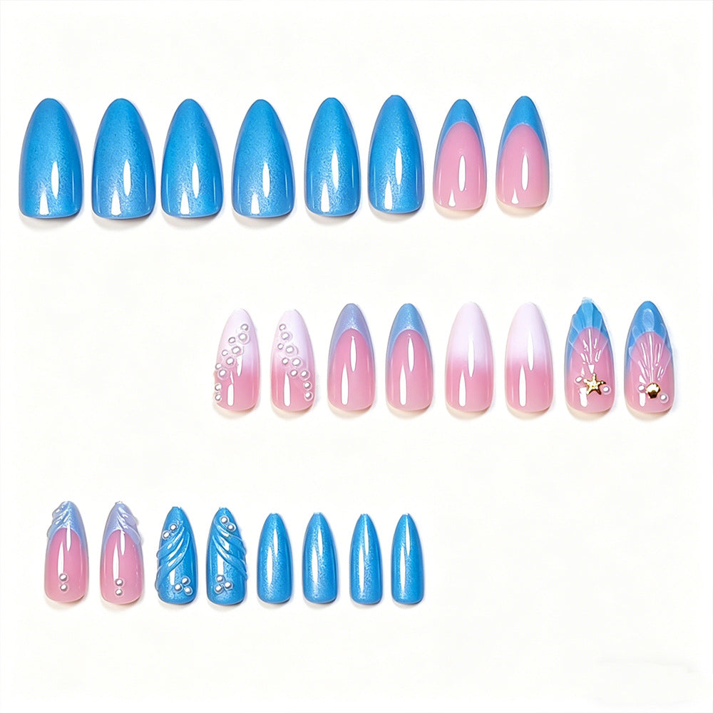 No.F727 Blue Fingernails Patch 24pcs/Set
