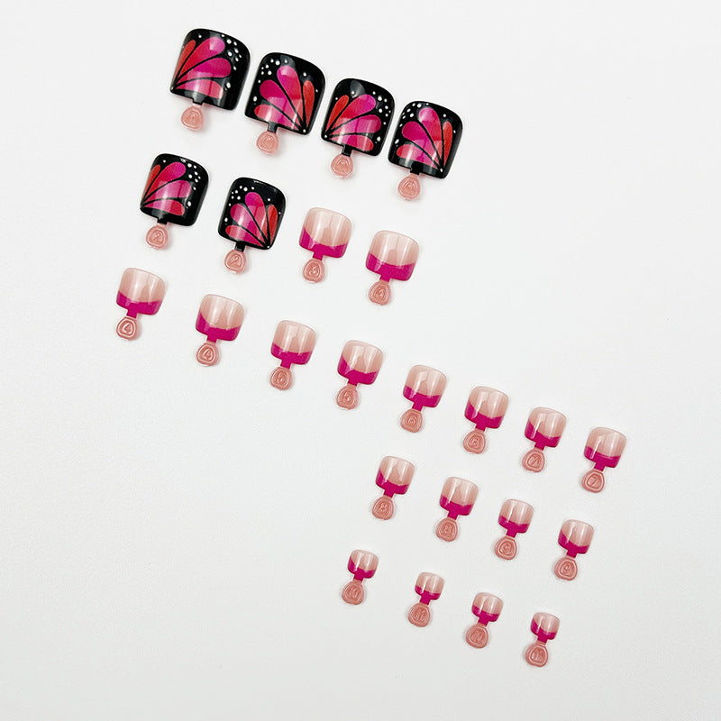 No.611 Gradient Flowers Toenails Patch 24pcs/Set