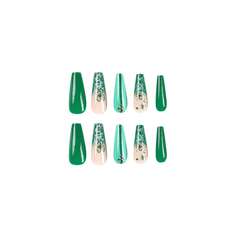 No.F202 Green Fingernails Patch 24pcs/Set