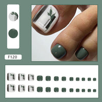 No.245 Bamboo Leaf Green Fashion Toenails Patch 24pcs/Set