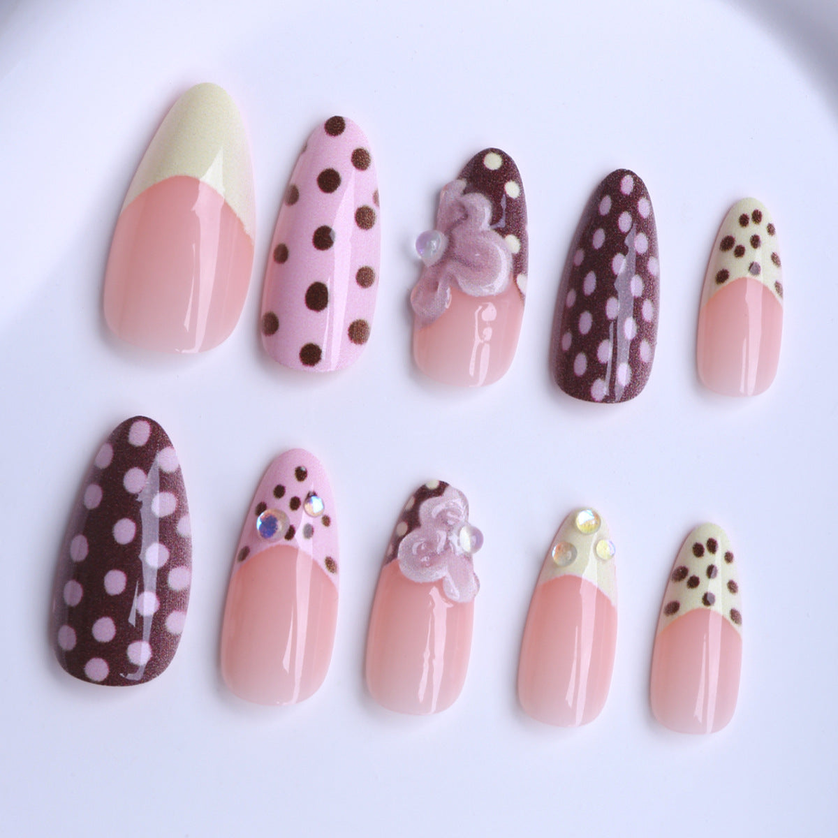 No.F646 Polka Dot Flowers Fingernails Patch 24pcs/Set