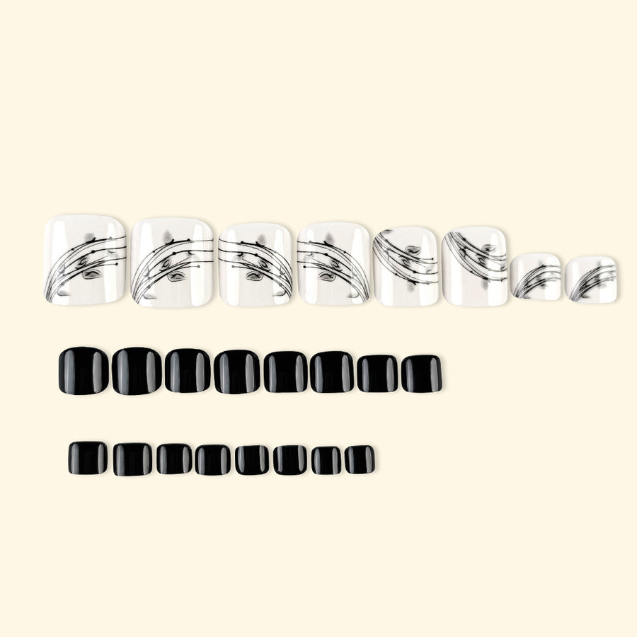 No.271 Back&White Toenails Patch 24pcs/Set