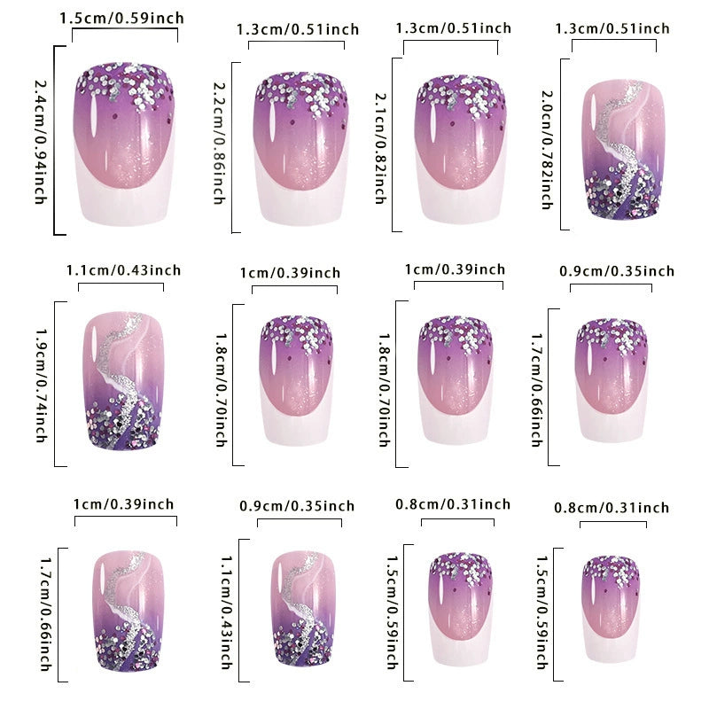 No.F262 Taro Purple Fingernails Patch 24pcs/Set