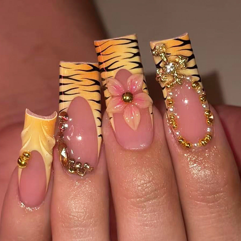 No.F710 Yellow Leopard Print Fingernails Patch 24pcs/Set