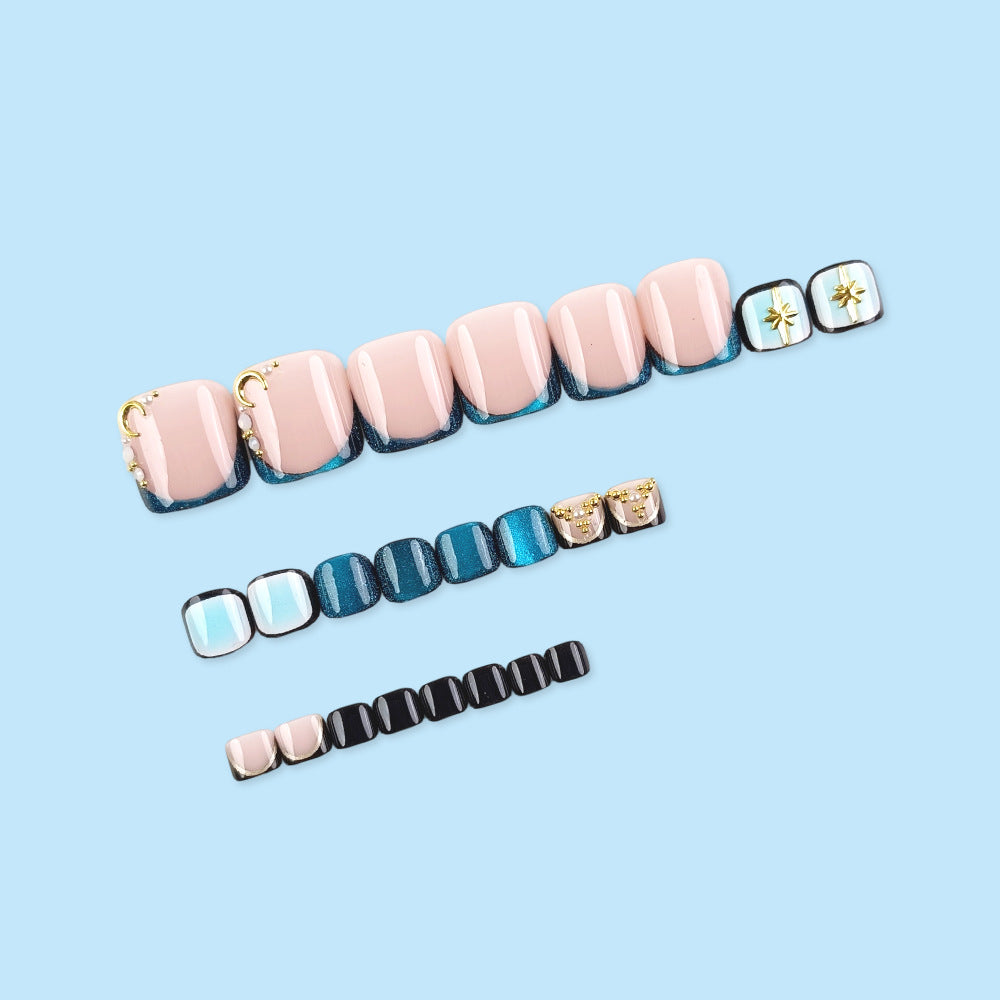 No.749 Ice Blue Cat's Eye Toenails Patch 24pcs/Set