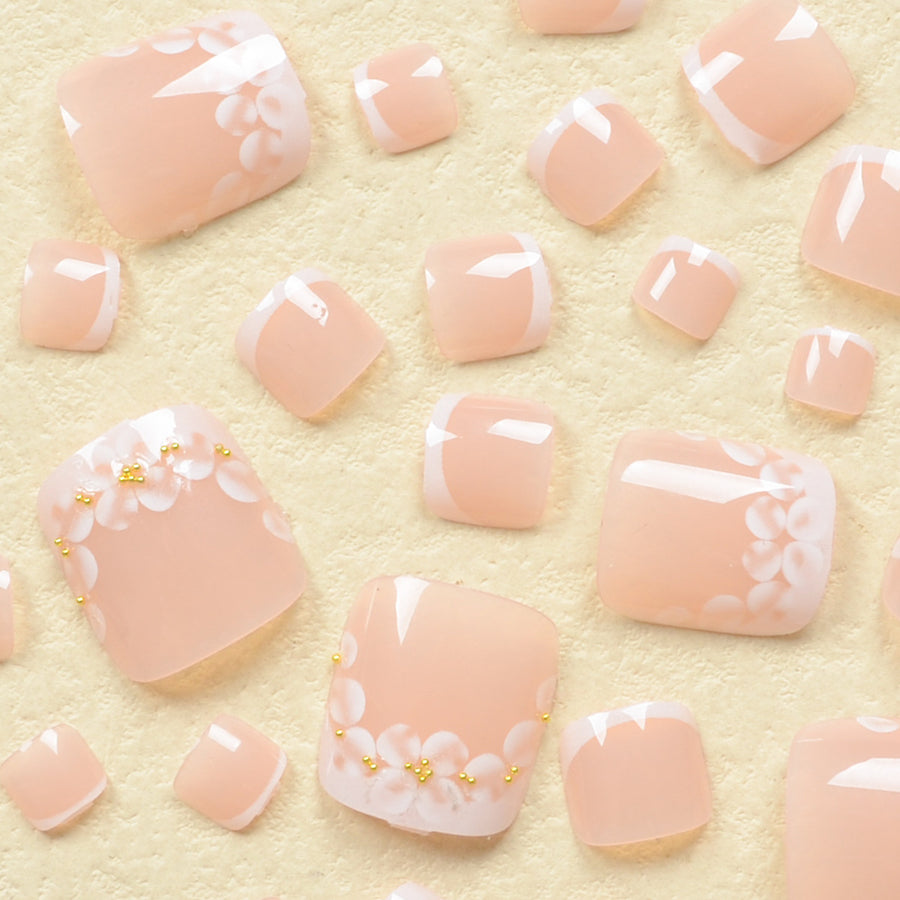 No.308 White Petals Toenails Patch 24pcs/Set