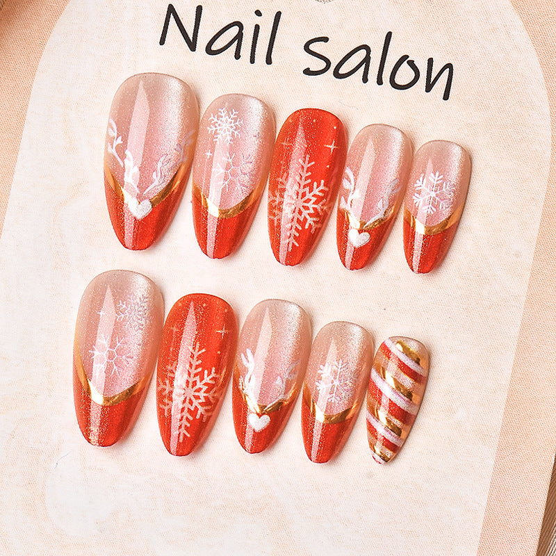 No.CM120 Christmas Painted Snowflakes Fingernails Patch 24pcs/Set