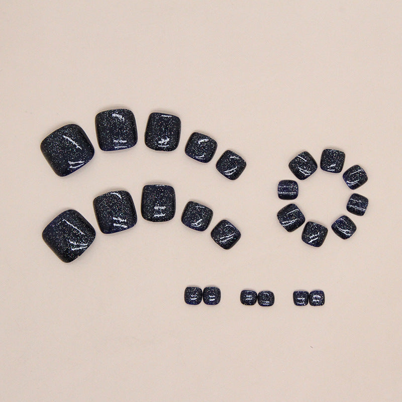 No.145 Dark Blue Flash Toenails 24pcs/Set