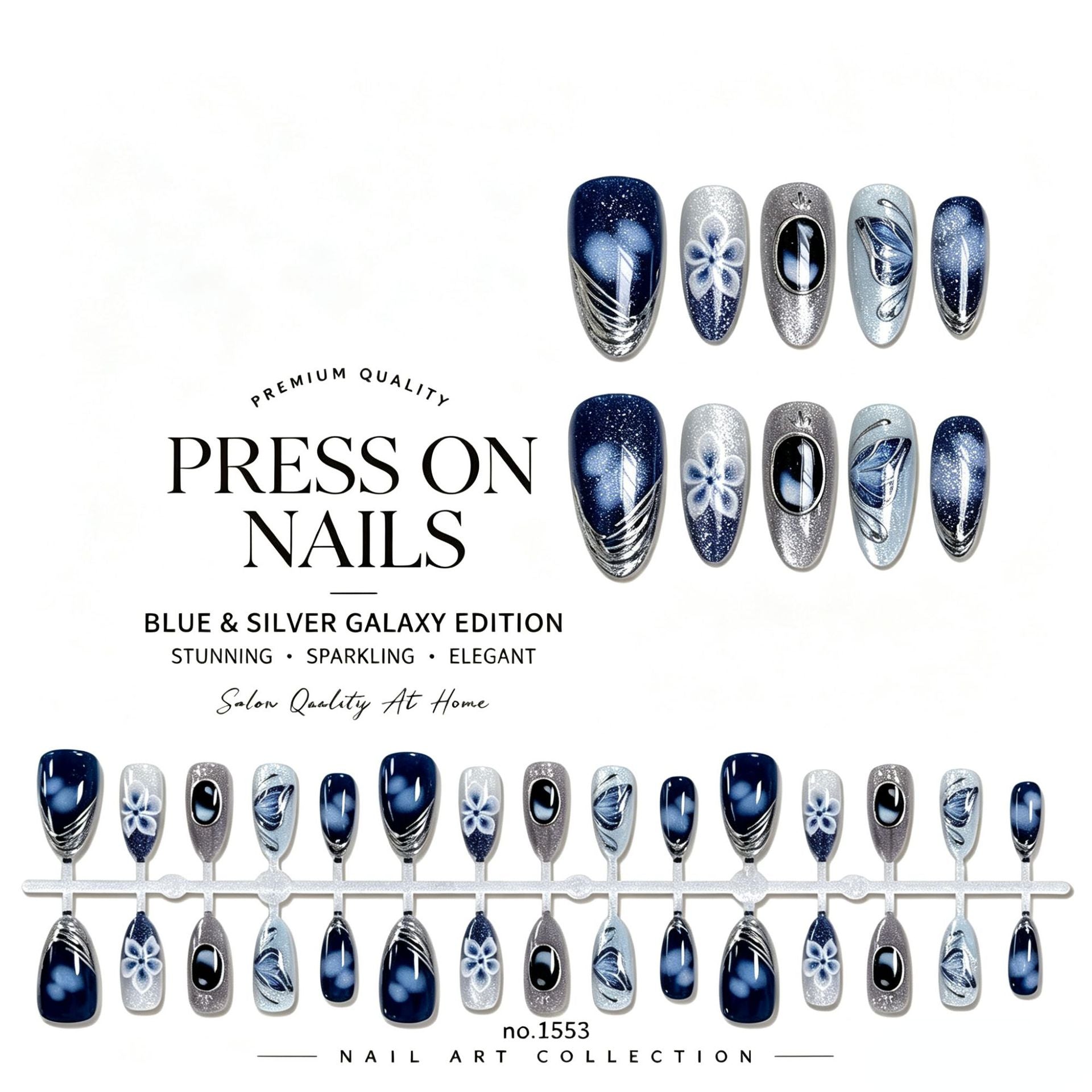 No.F869 Blue Cat's Eye Fingernails Patch 24pcs/Set