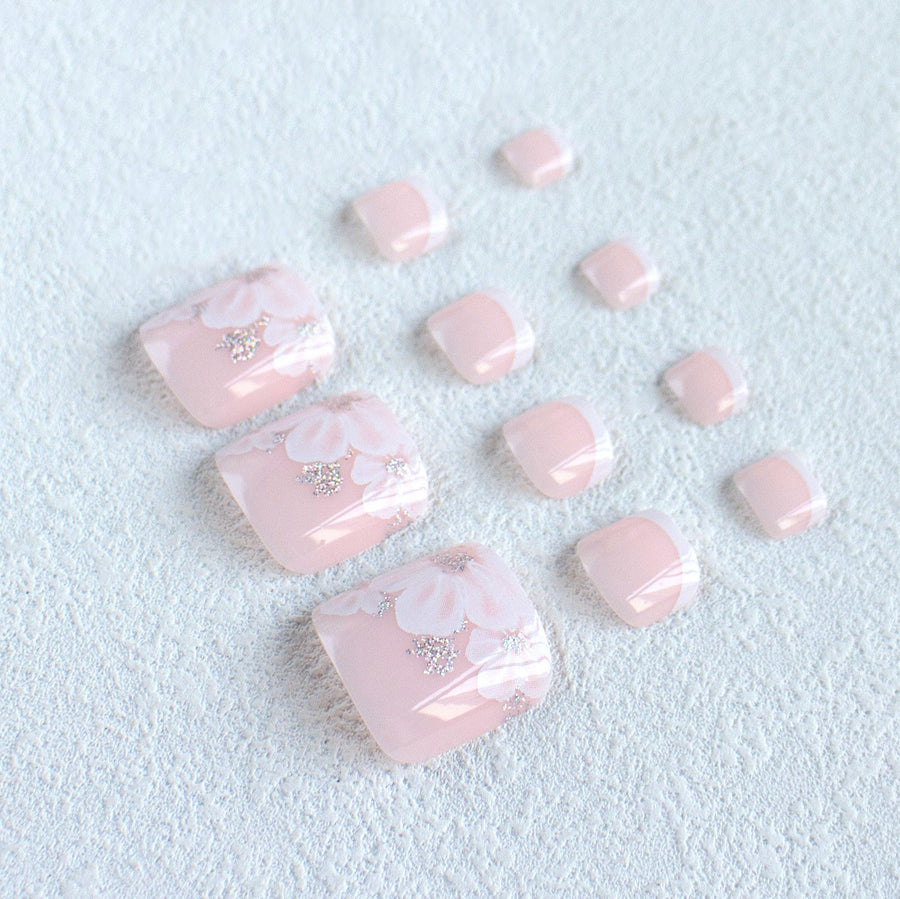 No.571 Flower Glitter Toenails Patch 24pcs/Set