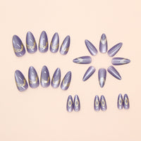 No.F522 Purple Cat's Eye Fingernails Patch 24pcs/Set