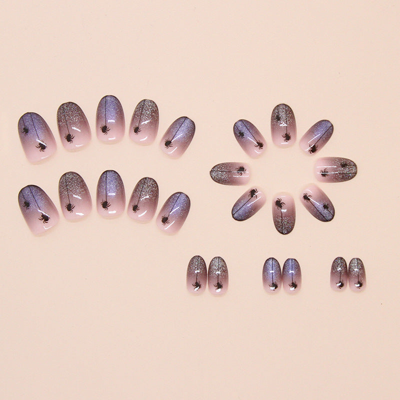 No.AW154 Halloween Spider Colorful Fingernails Patch 24pcs/Set