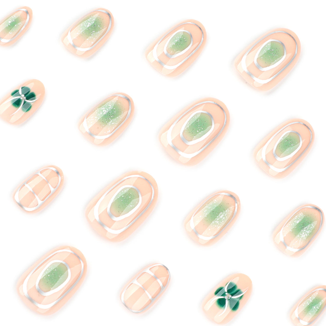No.F427 Green Fingernails Patch 24pcs/Set