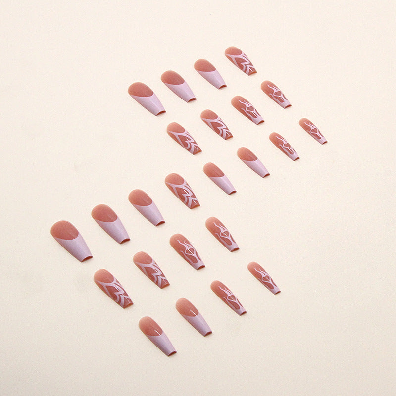 No.F554 Pink Heart Fingernails Patch 24pcs/Set