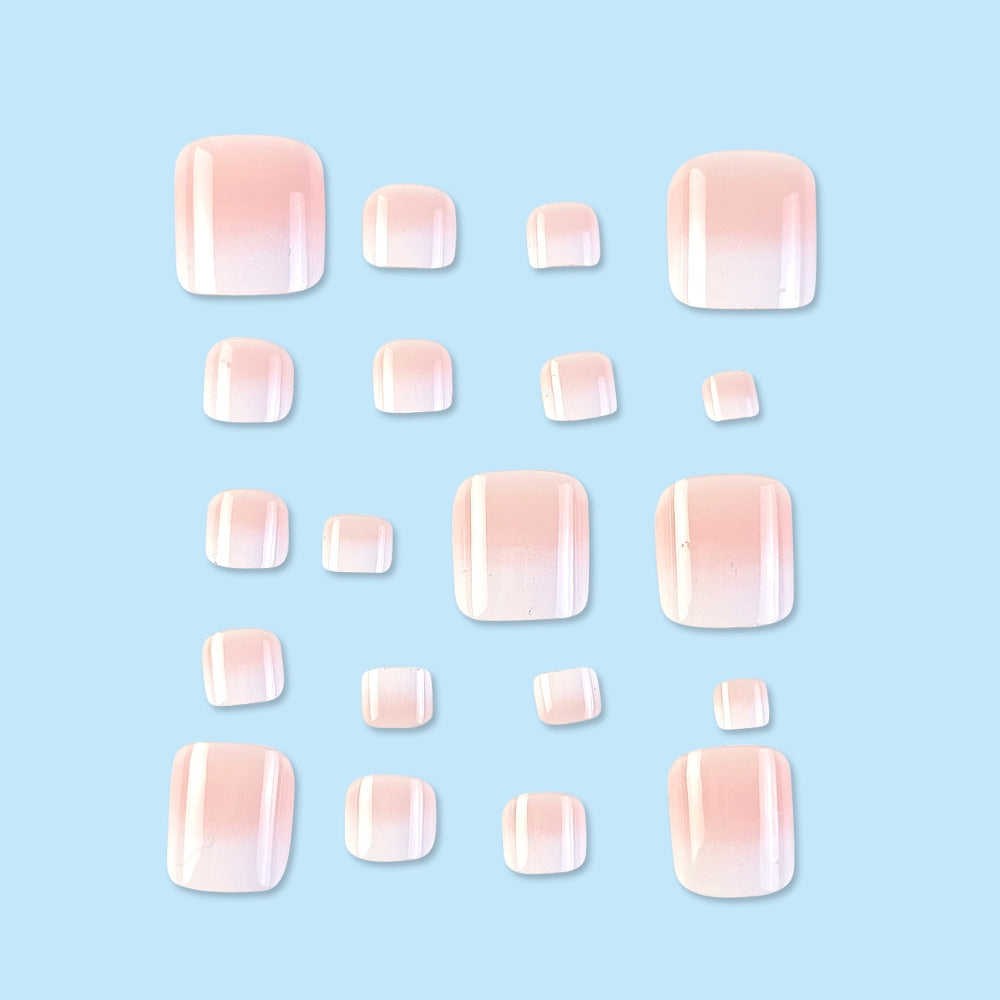 No.299 Pink&white Gradient Toenail Patch 24pcs/Set