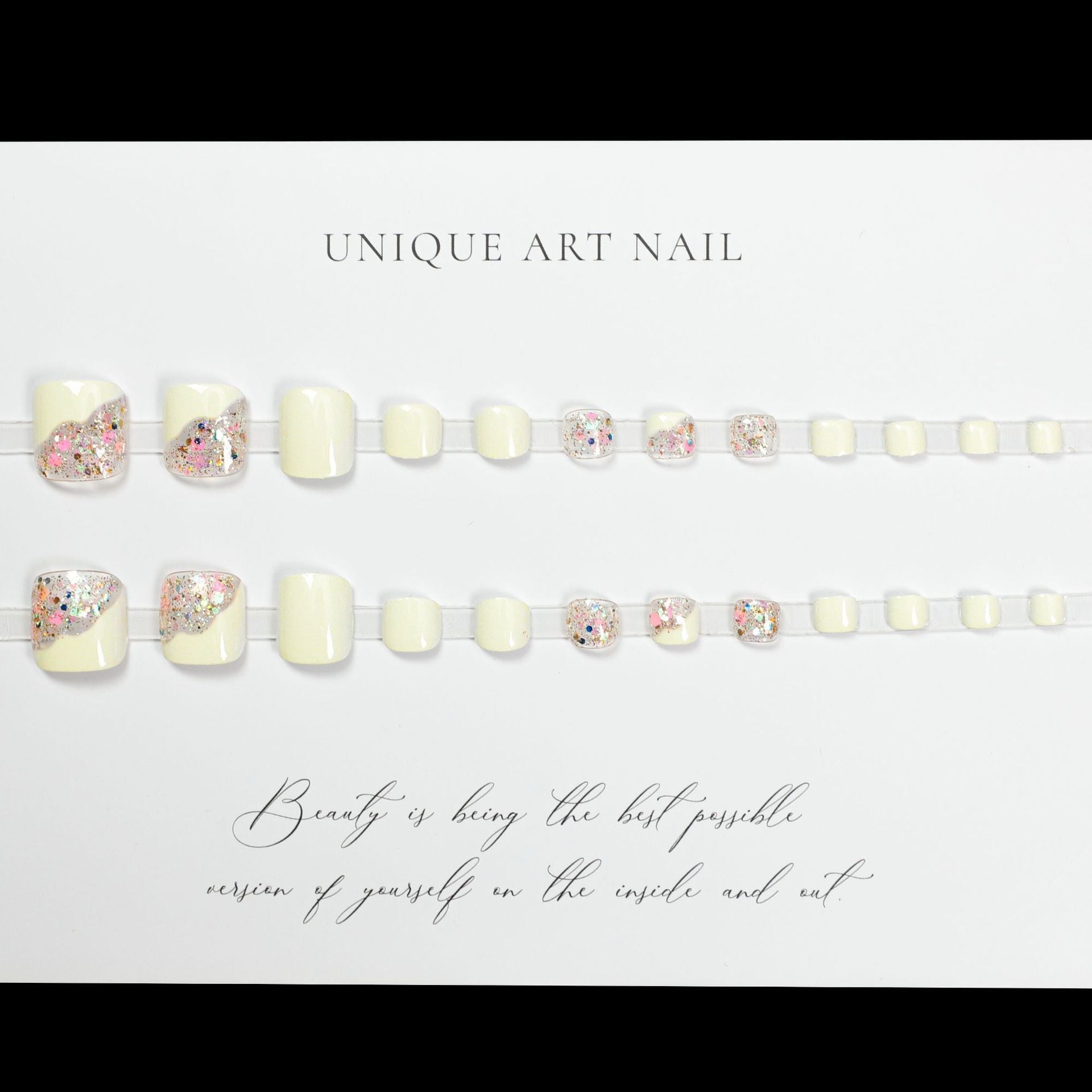 No.30 White Glitter Flash Toenail 24pcs/Set
